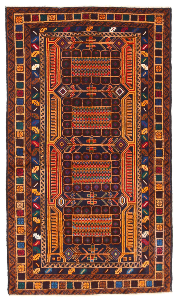 Baluch Hand Knotted Wool Rug 3' 6" x 6' 3" 3' 6" X 6' 3" (107 X 191) / Blue / Wool