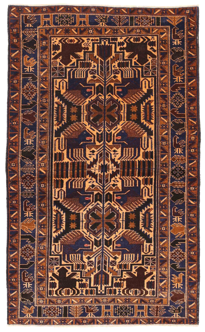 Baluch Hand Knotted Wool Rug 4' 0" x 6' 5" 4' 0" X 6' 5" (122 X 196) / Ivory / Wool