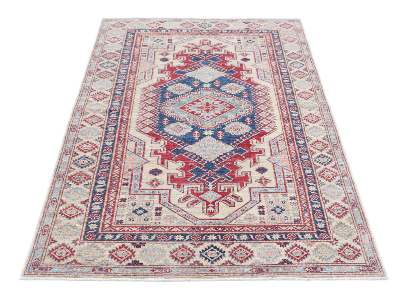 Kazak Hand Knotted Woolen Rug 4'0" X 6'2"