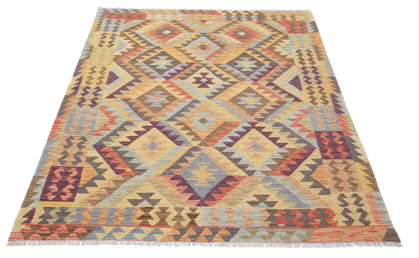 Maimana Kilim Hand Woven Woolen Rug 4'9" X 6'6"