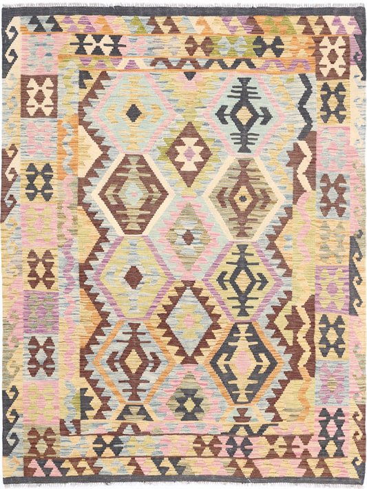 Maimana Kilim Hand Woven Woolen Rug 5'0" X 6'7"