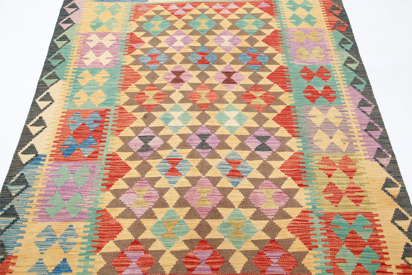 Maimana Kilim Hand Woven Woolen Rug 4'10" X 6'5"