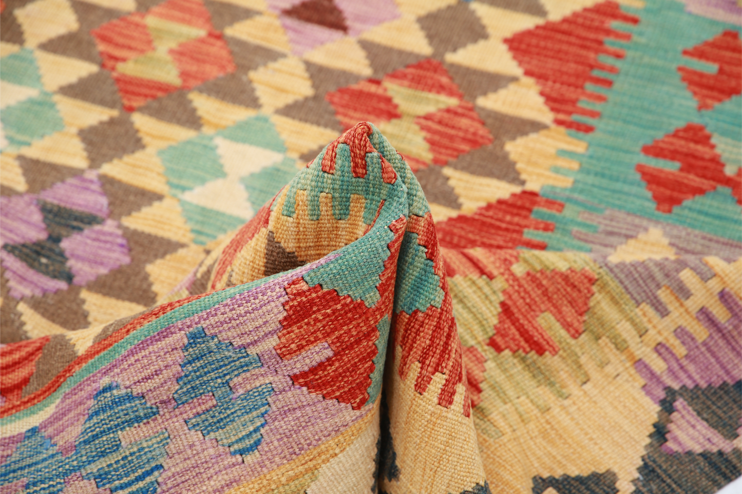 Maimana Kilim Hand Woven Woolen Rug 4'10" X 6'5"