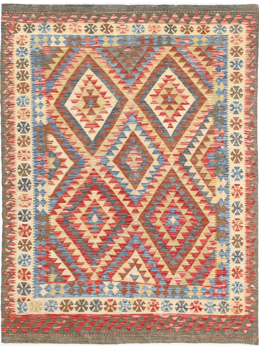 Maimana Kilim Hand Woven Woolen Rug 5'2" X 6'8"