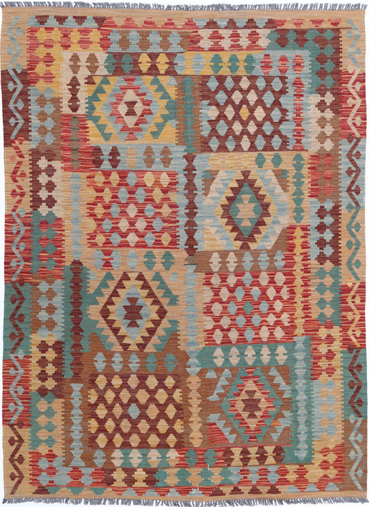 Maimana Kilim Hand Woven Woolen Rug 4'9" X 6'6"