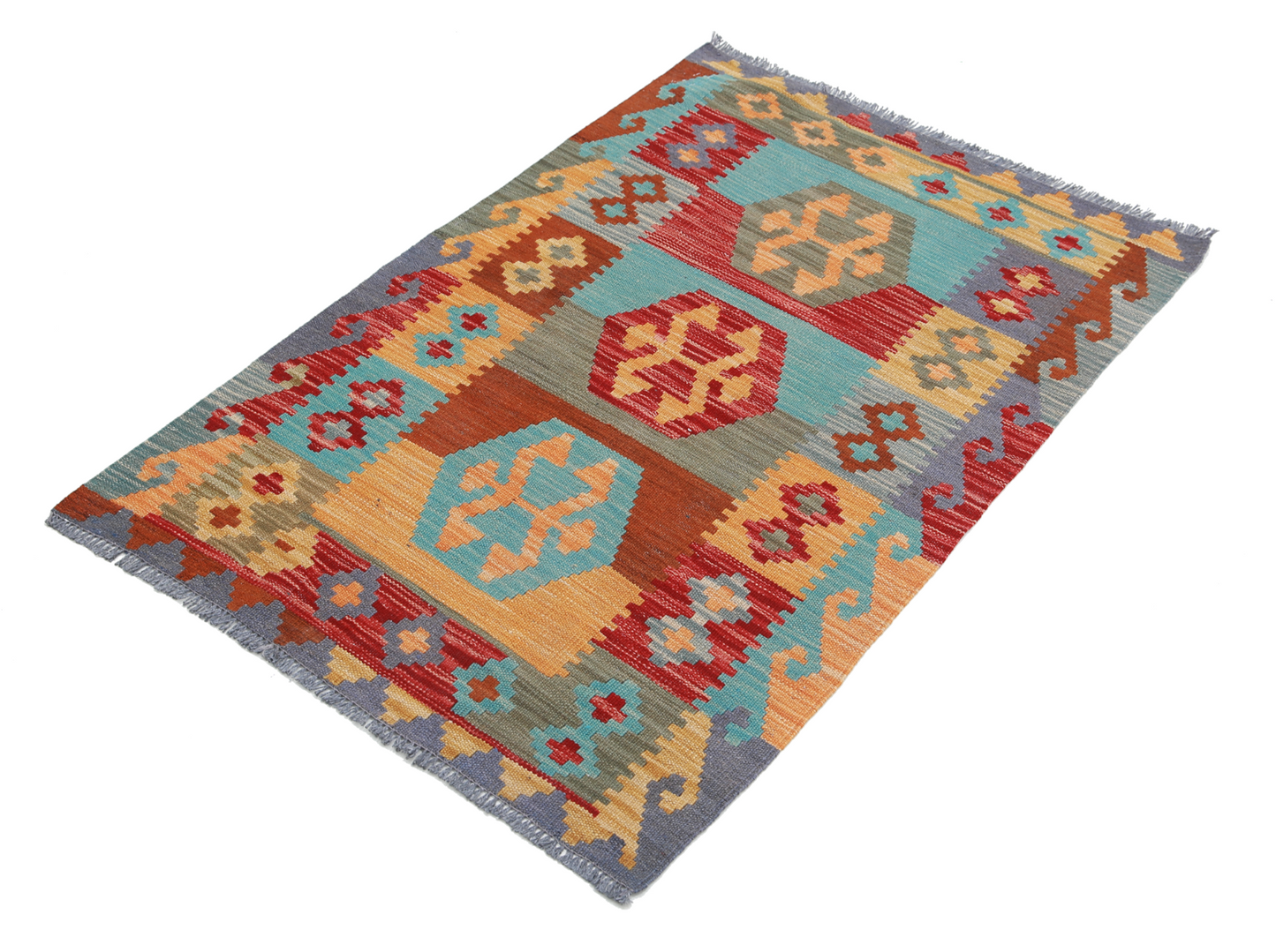 Maimana Kilim Hand Woven Woolen Rug 2'6" X 3'10"