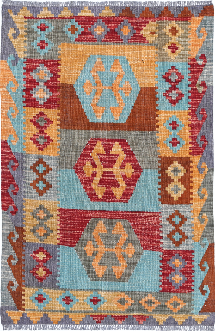 Maimana Kilim Hand Woven Woolen Rug 2'6" X 3'10"