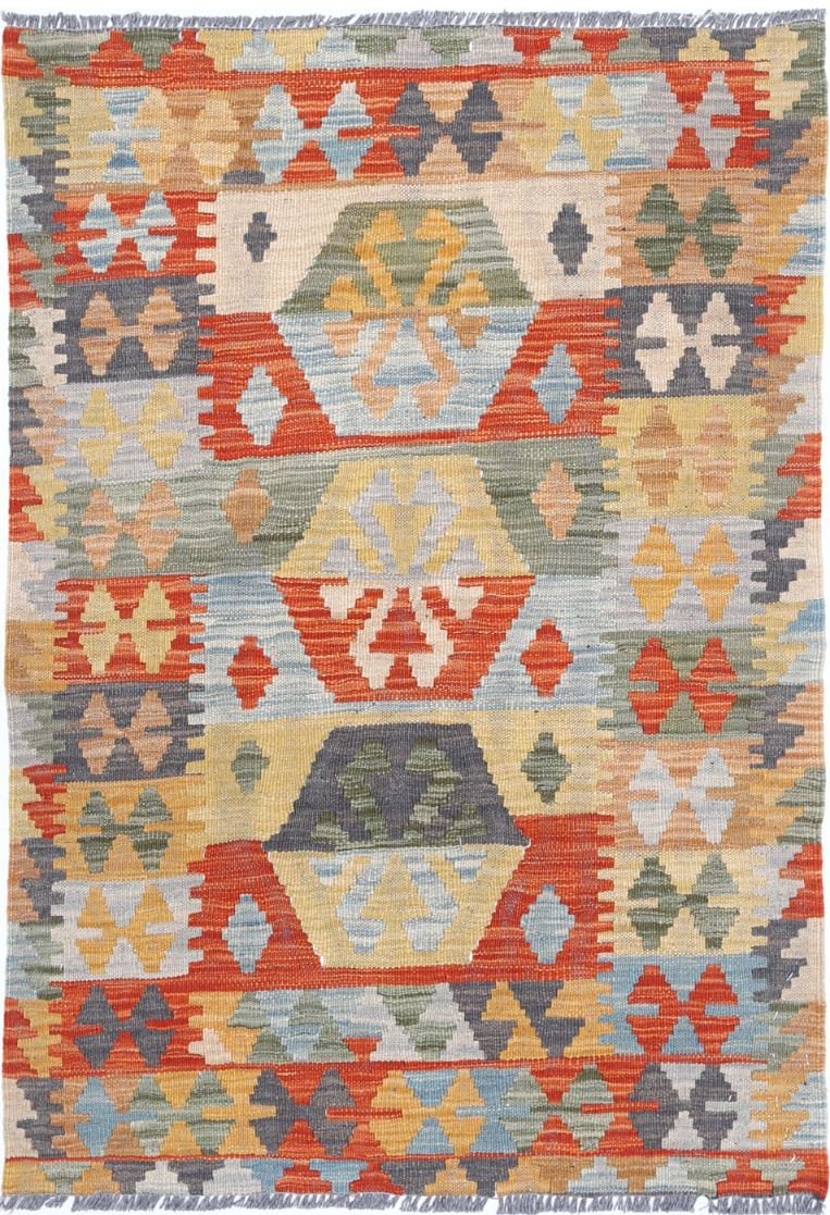 Maimana Kilim Hand Woven Woolen Rug 2'8" X 4'0"