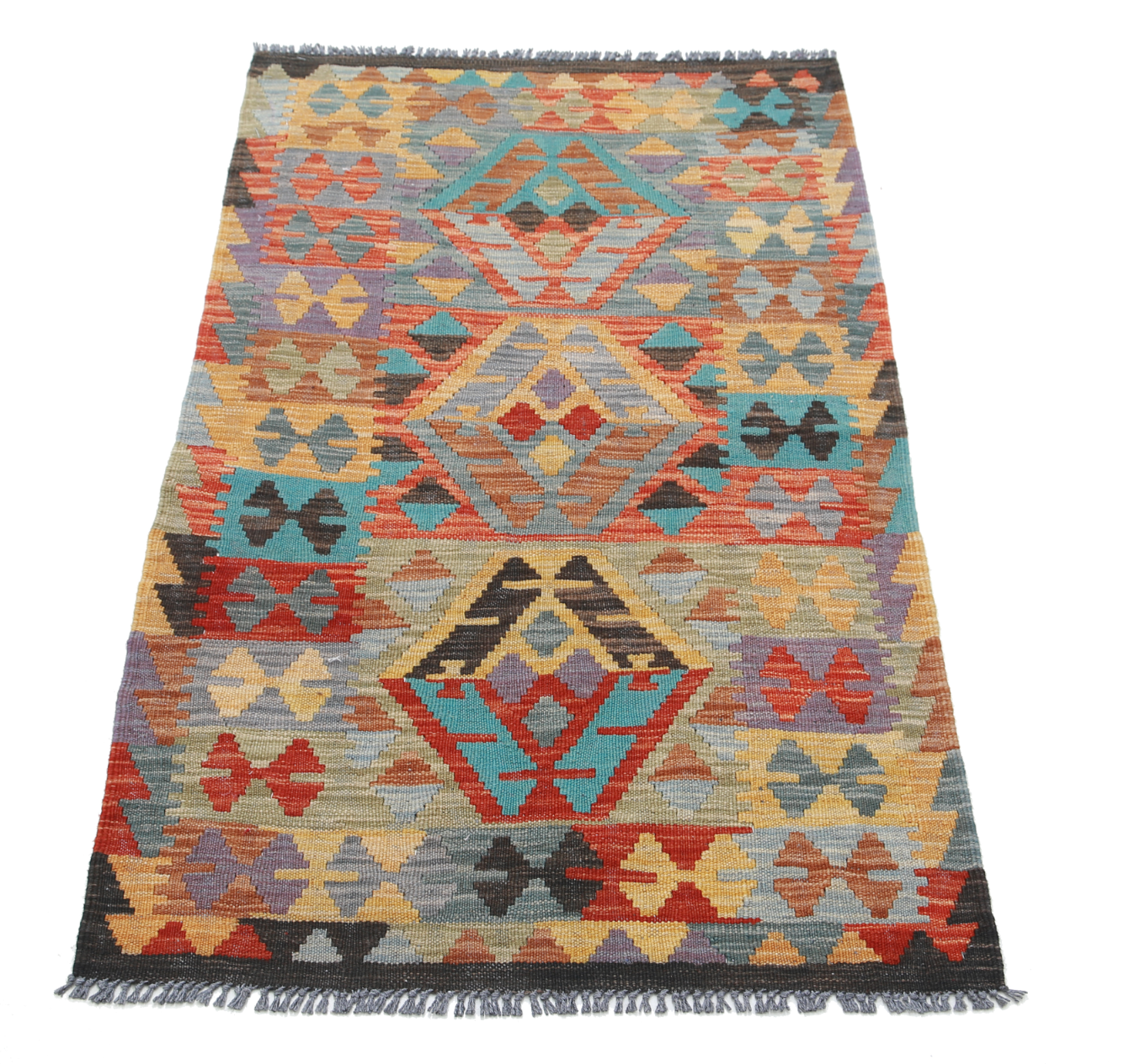 Maimana Kilim Hand Woven Woolen Rug 2'6" X 4'1"