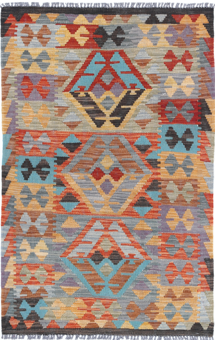Maimana Kilim Hand Woven Woolen Rug 2'6" X 4'1"