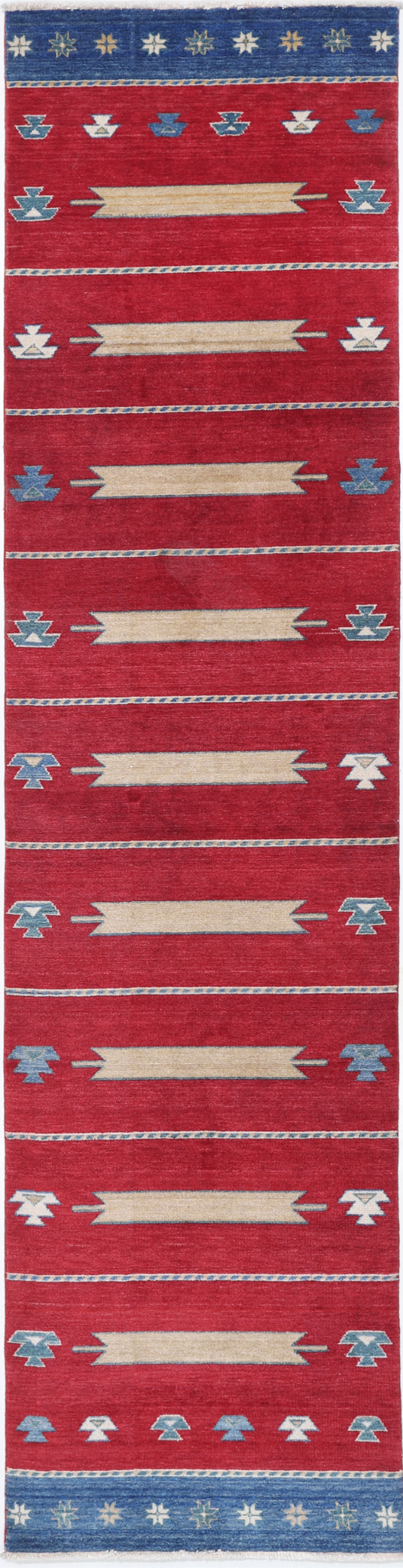 Modern Hand Crafted Woolen Rug 2'9" X 12'2"