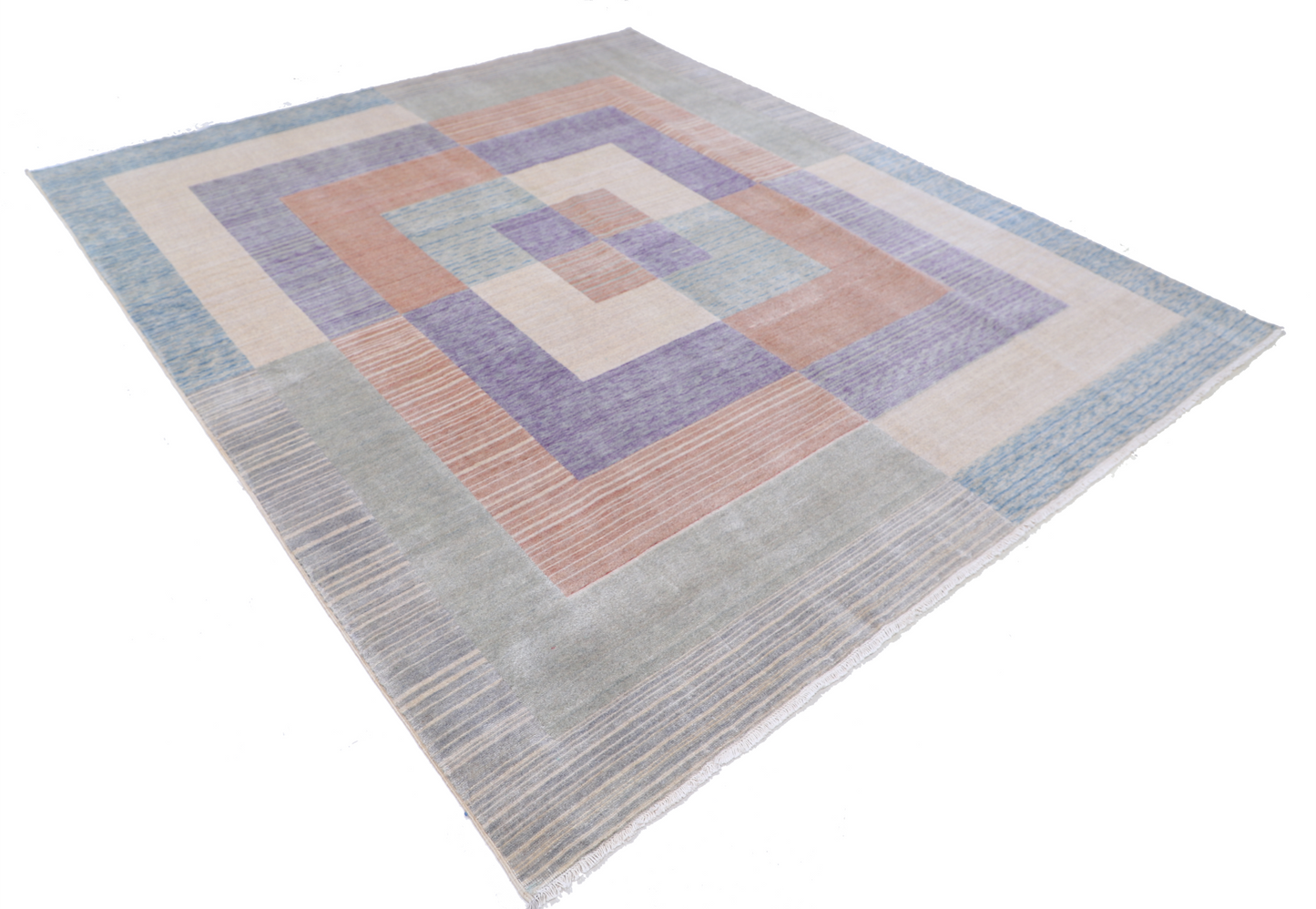 Modern Hand Crafted Woolen Rug 7'9" X 9'1"