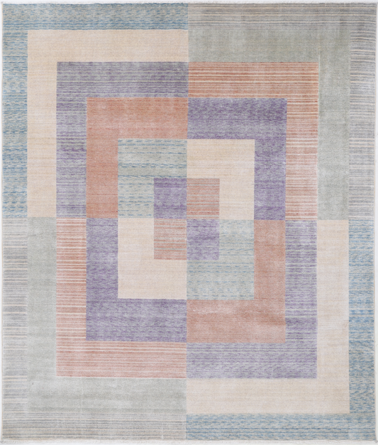 Modern Hand Crafted Woolen Rug 7'9" X 9'1"