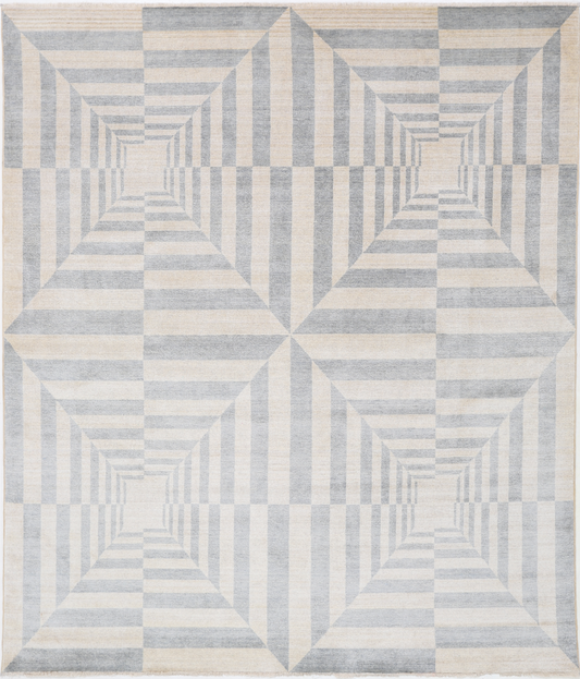 Modern Hand Crafted Woolen Rug 7'9" X 9'2"