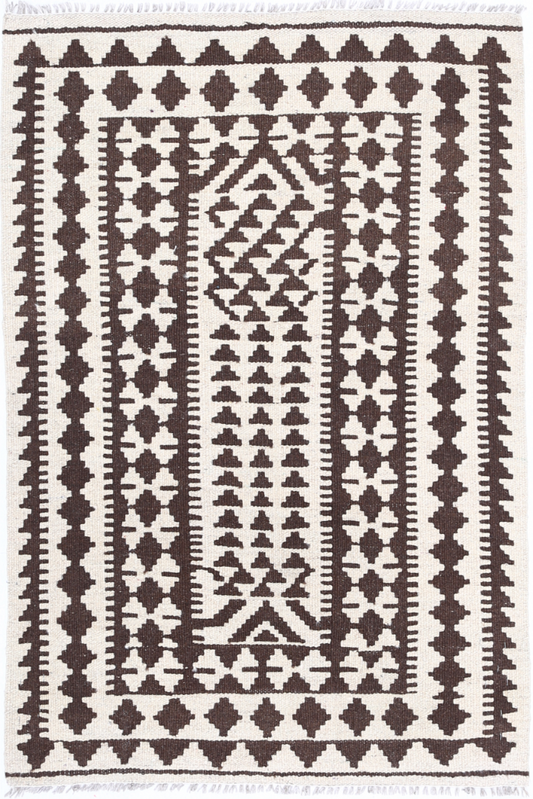 Natural Kilim Hand Woven Woolen Rug 2'7" X 3'10"