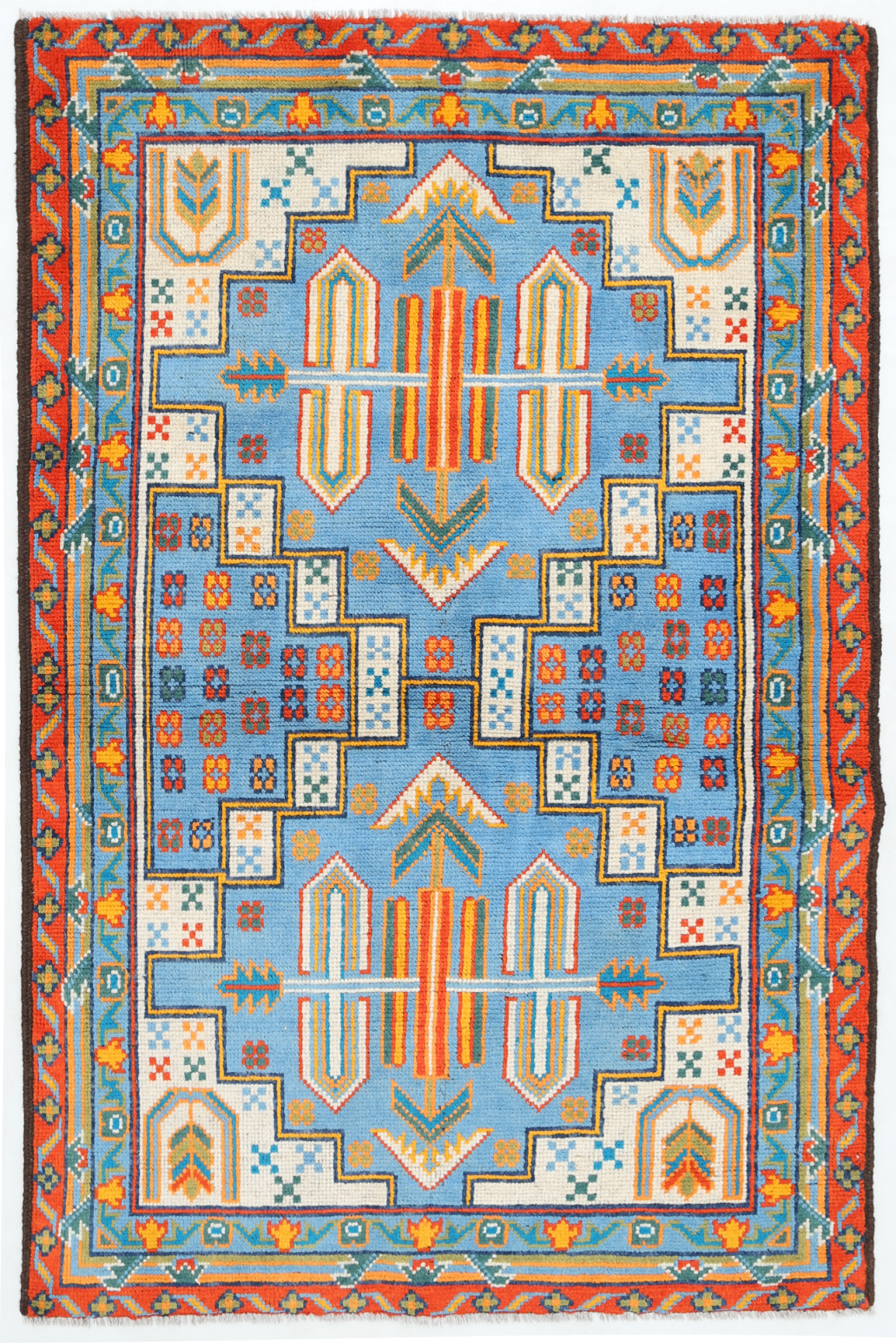 Revival Hand Knotted Wool Rug 3' 1" x 6' 0" 3' 1" X 6' 0" (94 X 183) / Blue / Wool