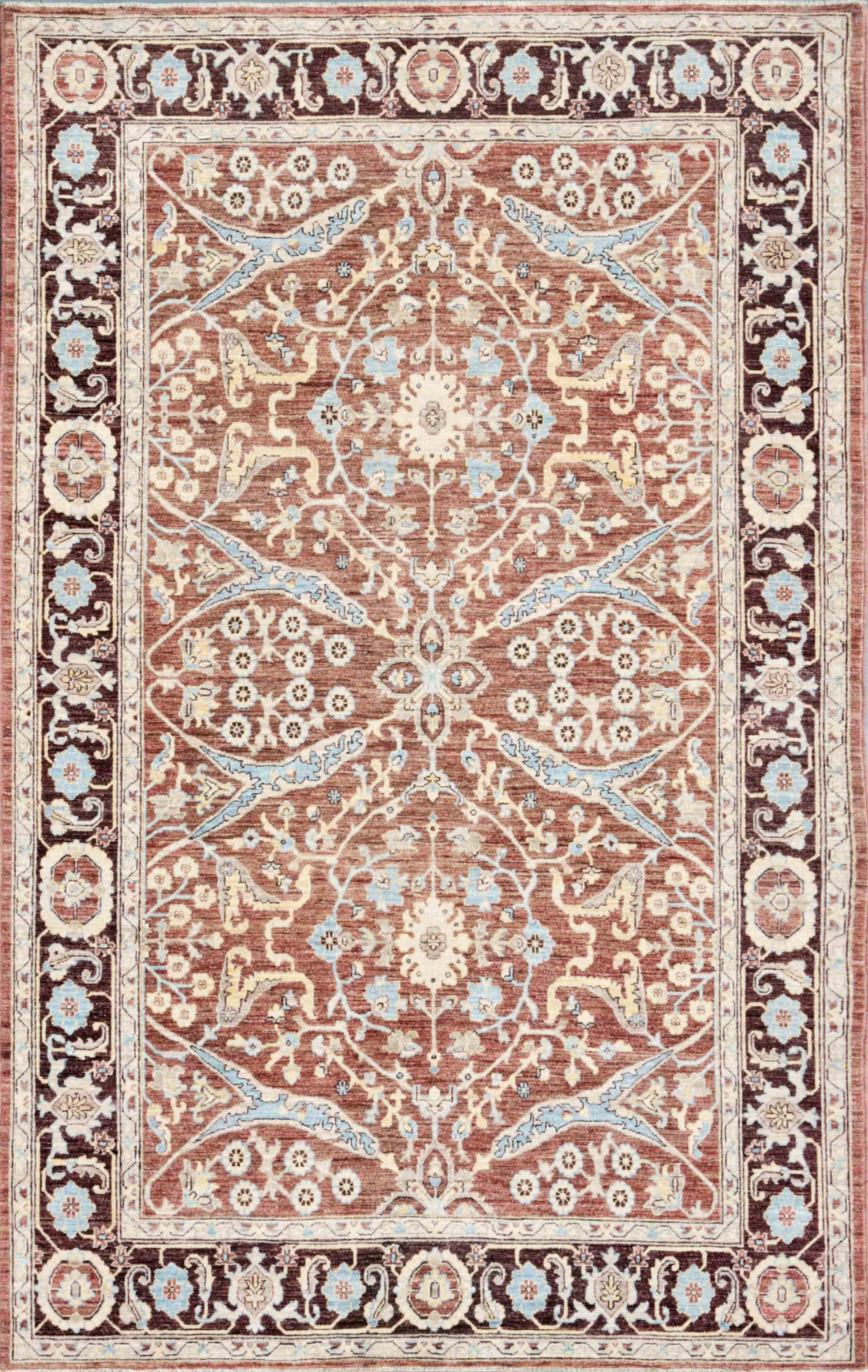 Ziegler Hand Knotted Wool Rug 6' 1" x 9' 6" 6' 1" X 9' 6" (185 X 290) / Brown / Wool