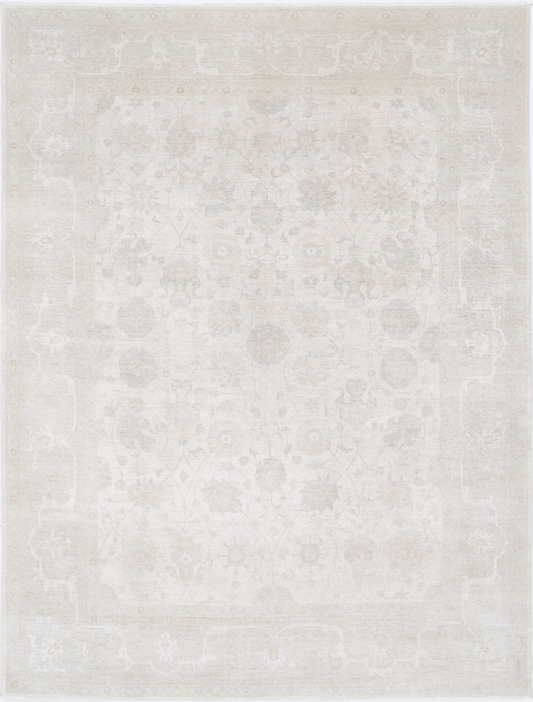 Ariana Hand Knotted Wool Rug 8' 10" X 11' 9" 8' 10" X 11' 9" (269 X 358) / Ivory / Wool