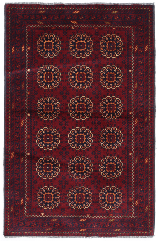 Afghan Hand Knotted Wool Rug 3' 3" x 4' 11" 3' 3" X 4' 11" (99 X 150) / Red / Wool