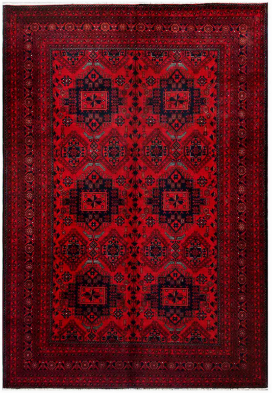 Afghan Hand Knotted Wool Rug 6' 1" x 9' 8" 6' 1" X 9' 8" (185 X 295) / Red / Wool