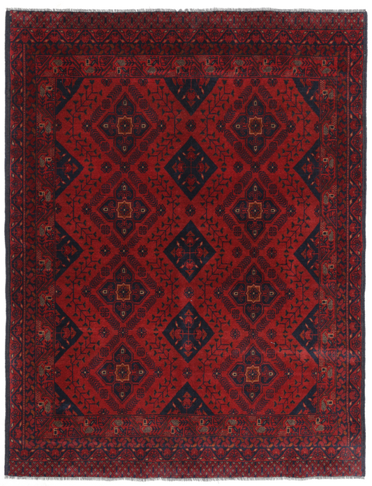 Afghan Hand Knotted Wool Rug 4' 1" x 6' 2" 4' 1" X 6' 2" (124 X 188) / Red / Wool