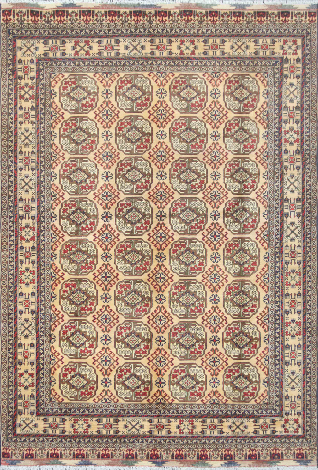 Afghan Hand Knotted Wool Rug 6' 8" x 9' 9" 6' 8" X 9' 9" (203 X 297) / Beige / Wool