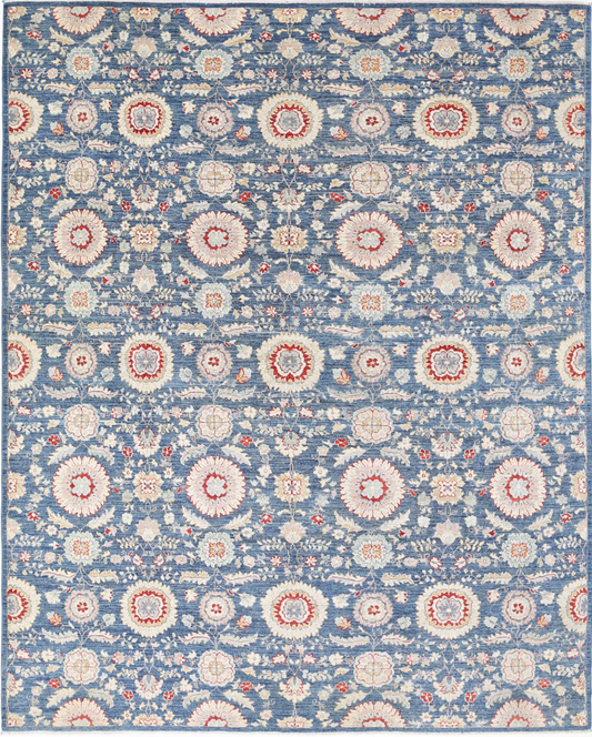 Artemix Hand Knotted Wool Rug 7' 9" X 9' 9" 7' 9" X 9' 9" (236 X 297) / Blue / Wool