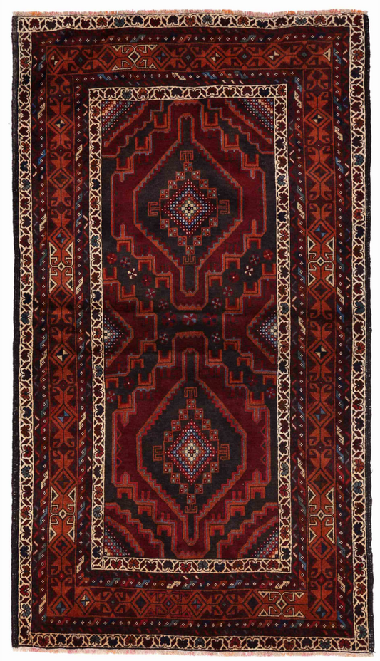 Baluch Hand Knotted Wool Rug 3' 6" x 6' 3" 3' 6" X 6' 3" (107 X 191) / Burgundy / Wool