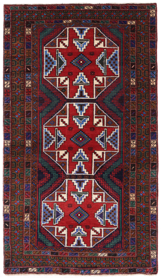 Baluch Hand Knotted Wool Rug 3' 9" x 6' 6" 3' 9" X 6' 6" (114 X 198) / Rust / Wool