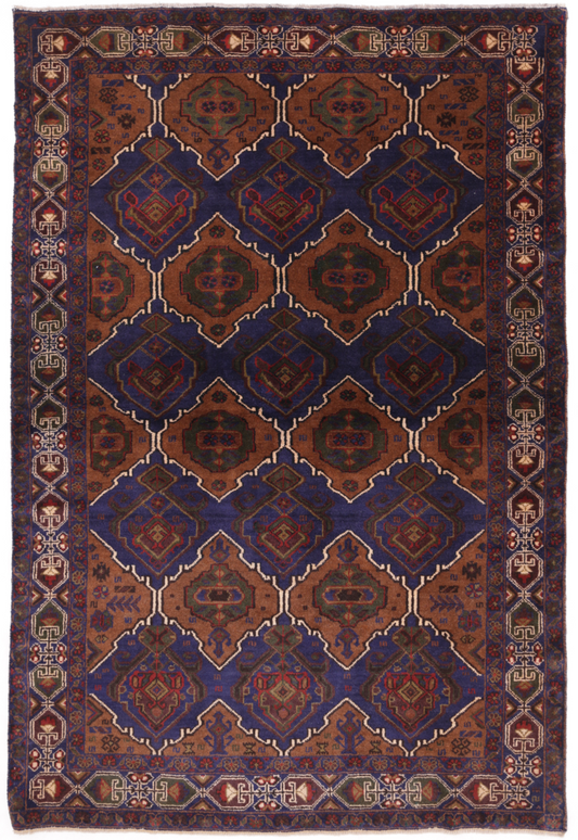 Baluch Hand Knotted Wool Rug 3' 10" x 5' 8" 3' 10" X 5' 8" (117 X 173) / Blue / Wool