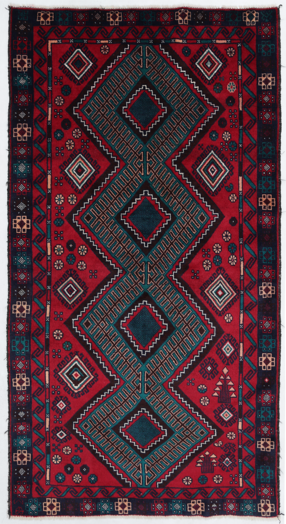 Baluch Hand Knotted Wool Rug 3' 4" x 6' 2" 3' 4" X 6' 2" (102 X 188) / Red / Wool