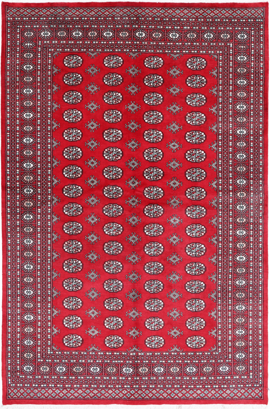 Bokhara Hand Knotted Wool Rug 6' 1" x 9' 0" 6' 1" X 9' 0" (185 X 274) / Red / Wool