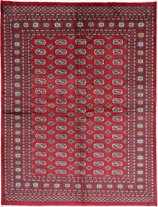 Bokhara Hand Knotted Wool Rug 6' 4" x 8' 3" 6' 4" X 8' 3" (193 X 251) / Red / Wool