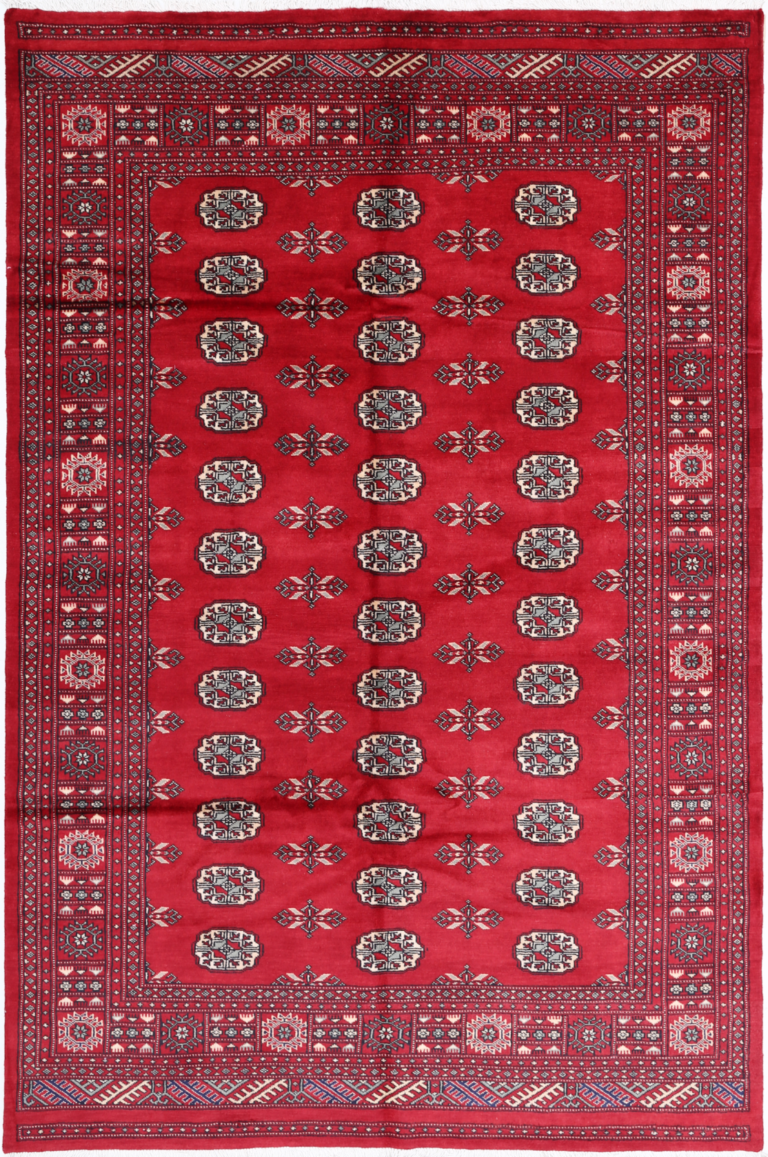 Bokhara Hand Knotted Wool Rug 5' 7" x 8' 7" 5' 7" X 8' 7" (170 X 262) / Red / Wool