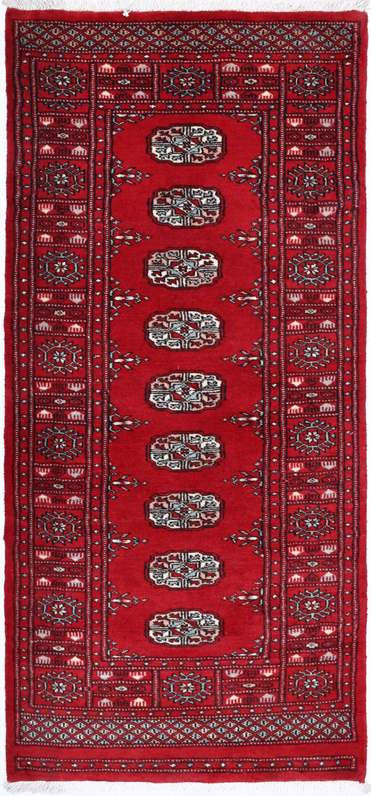 Bokhara Hand Knotted Wool Rug 2' 6" x 5' 6" 2' 6" X 5' 6" (76 X 168) / Red / Wool