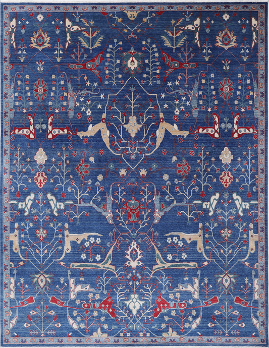 Heriz Power Loomed Wool Rug 8' 11" X 12' 0" 8' 11" X 12' 0" (272 X 366) / Blue / Wool