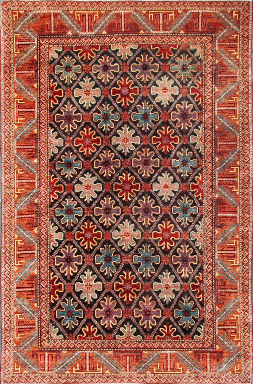 Humna Hand Knotted Wool Rug 6' 7" x 9' 10" 6' 7" X 9' 10" (201 X 300) / Charcoal / Wool