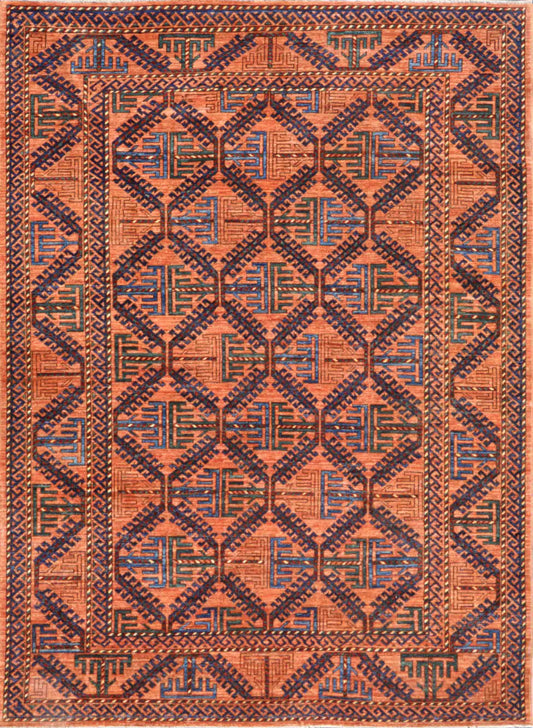 Humna Hand Knotted Wool Rug 6' 5" x 8' 10" 6' 5" X 8' 10" (196 X 269) / Brown / Wool