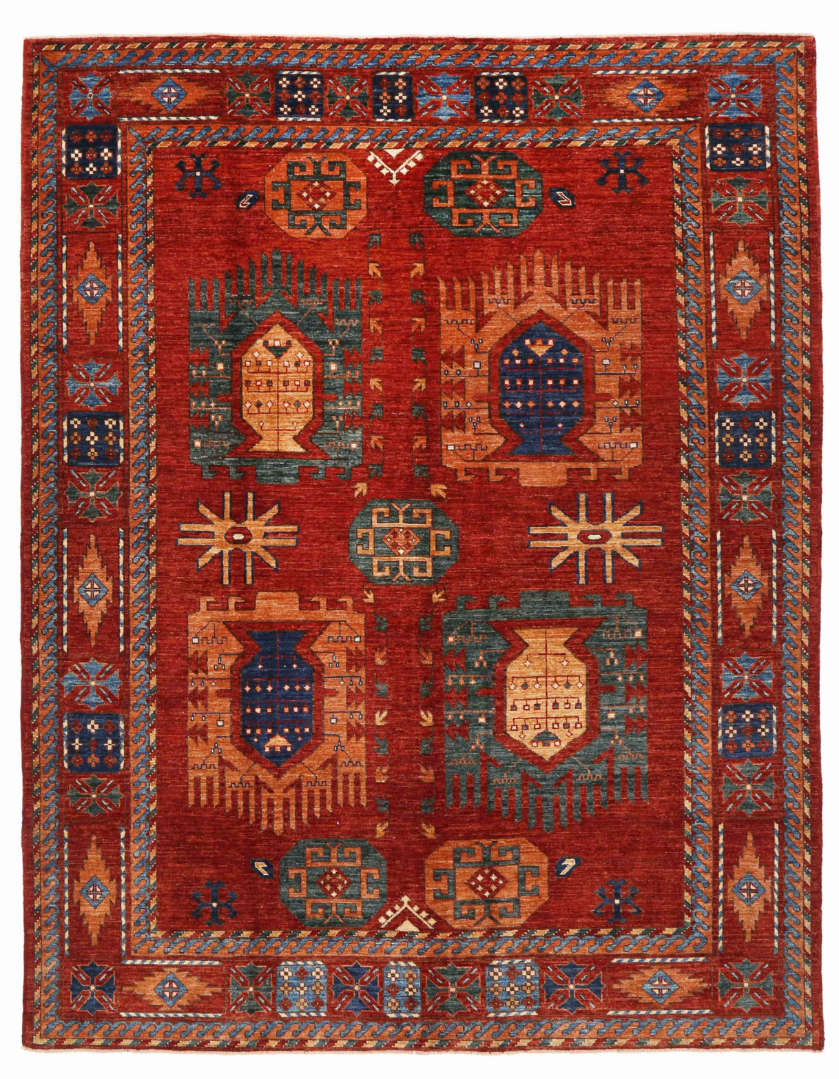 Humna Hand Knotted Wool Rug 7' 1" x 9' 1" 7' 1" X 9' 1" (216 X 277) / Rust / Wool