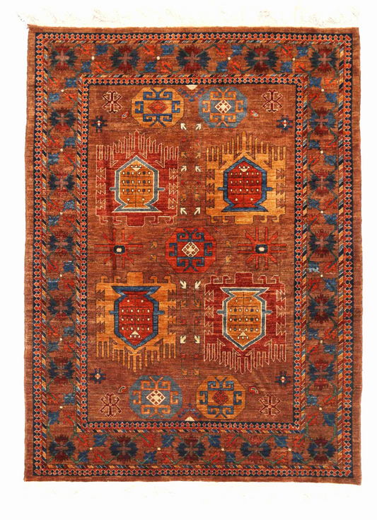 Humna Hand Knotted Wool Rug 6' 10" x 9' 5" 6' 10" X 9' 5" (208 X 287) / Brown / Wool