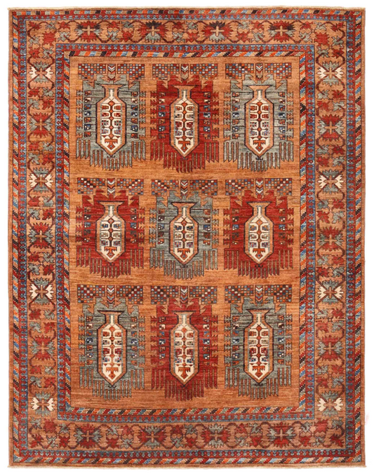 Humna Hand Knotted Wool Rug 5' 1" x 6' 9" 5' 1" X 6' 9" (155 X 206) / Brown / Wool