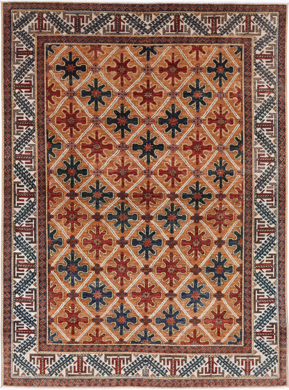 Humna Hand Knotted Wool Rug 7' 1" X 9' 9" 7' 1" X 9' 9" (216 X 297) / Brown / Wool