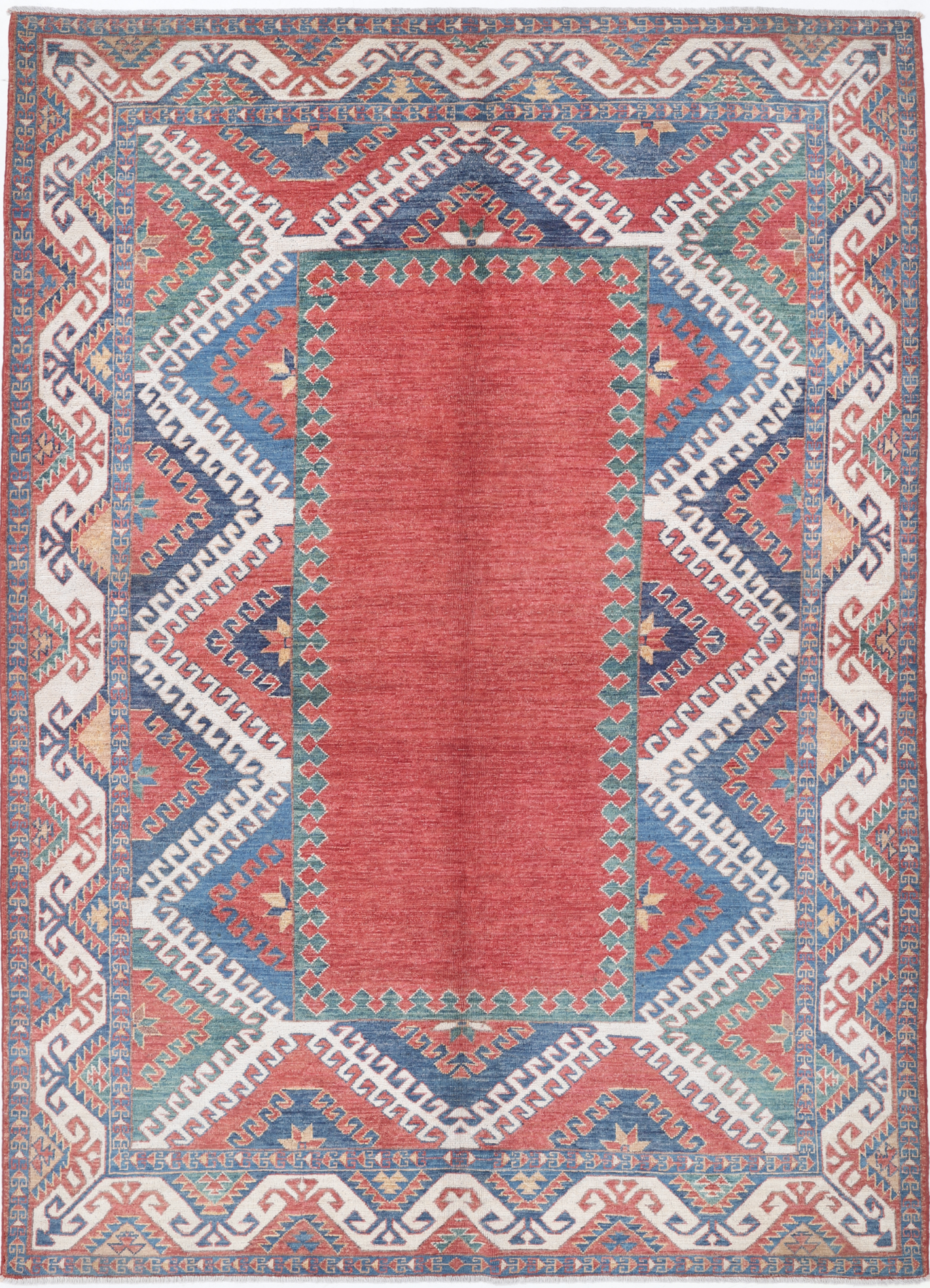 Humna Hand Knotted Wool Rug 6' 2" X 8' 10" 6' 2" X 8' 10" (188 X 269) / Red / Wool