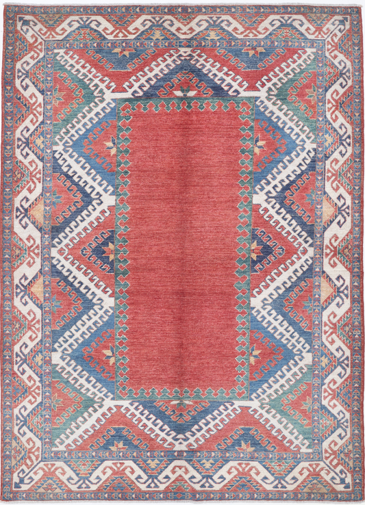 Humna Hand Knotted Wool Rug 6' 2" X 8' 10" 6' 2" X 8' 10" (188 X 269) / Red / Wool