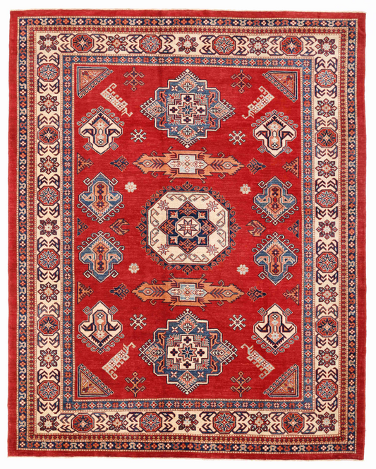 Kazak Hand Knotted Wool Rug 8' 3" x 10' 3" 8' 3" X 10' 3" (251 X 312) / Red / Wool