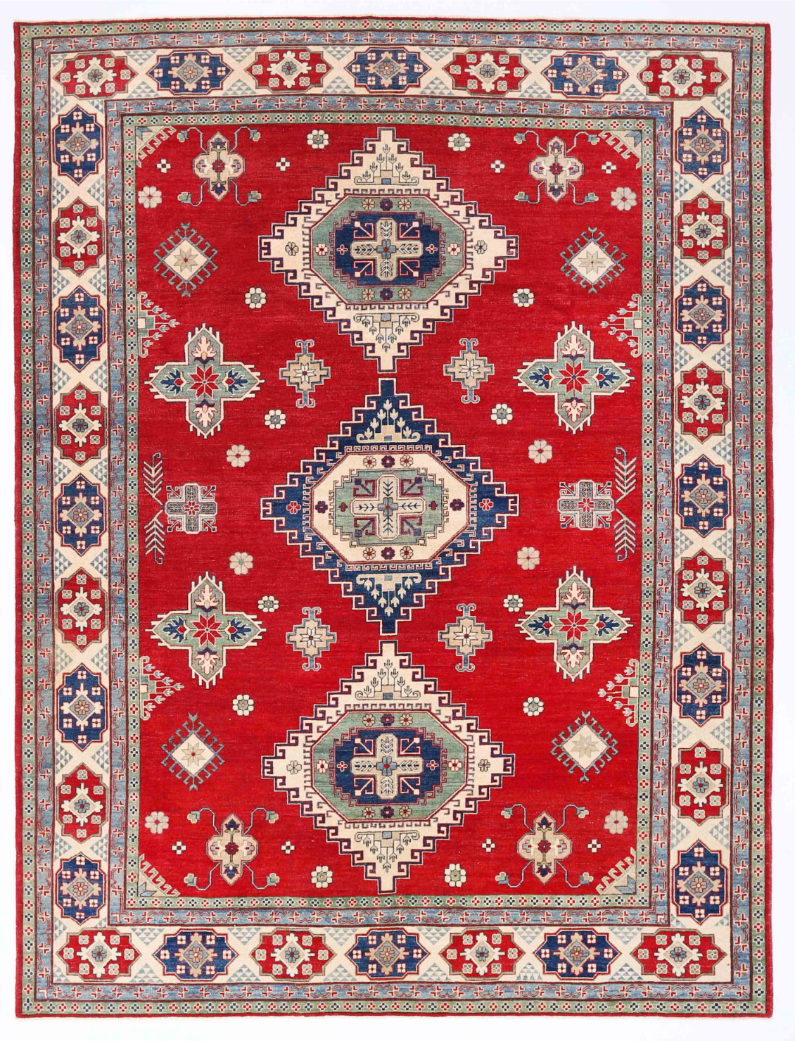 Kazak Hand Knotted Wool Rug 10' 0" x 13' 1" 10' 0" X 13' 1" (305 X 399) / Red / Wool