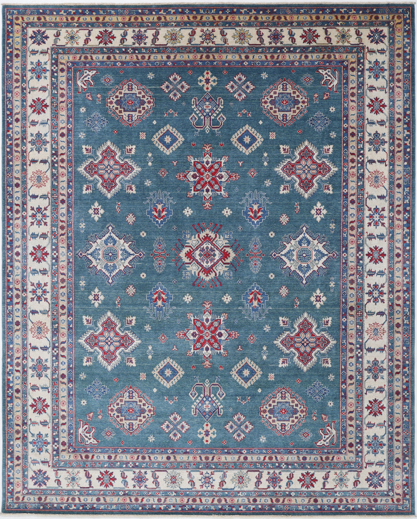 Kazak Power Loomed Wool Rug 9' 4" X 11' 10" 9' 4" X 11' 10" (284 X 361) / Green / Wool