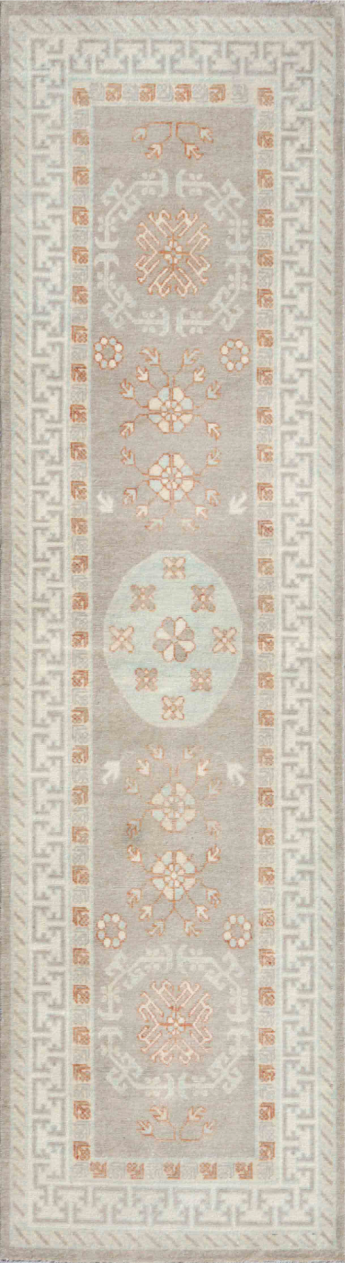 Khotan Hand Knotted Wool Rug 2' 6" x 9' 4" 2' 6" X 9' 4" (76 X 284) / Grey / Wool