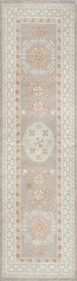 Khotan Hand Knotted Wool Rug 2' 6" x 9' 4" 2' 6" X 9' 4" (76 X 284) / Grey / Wool