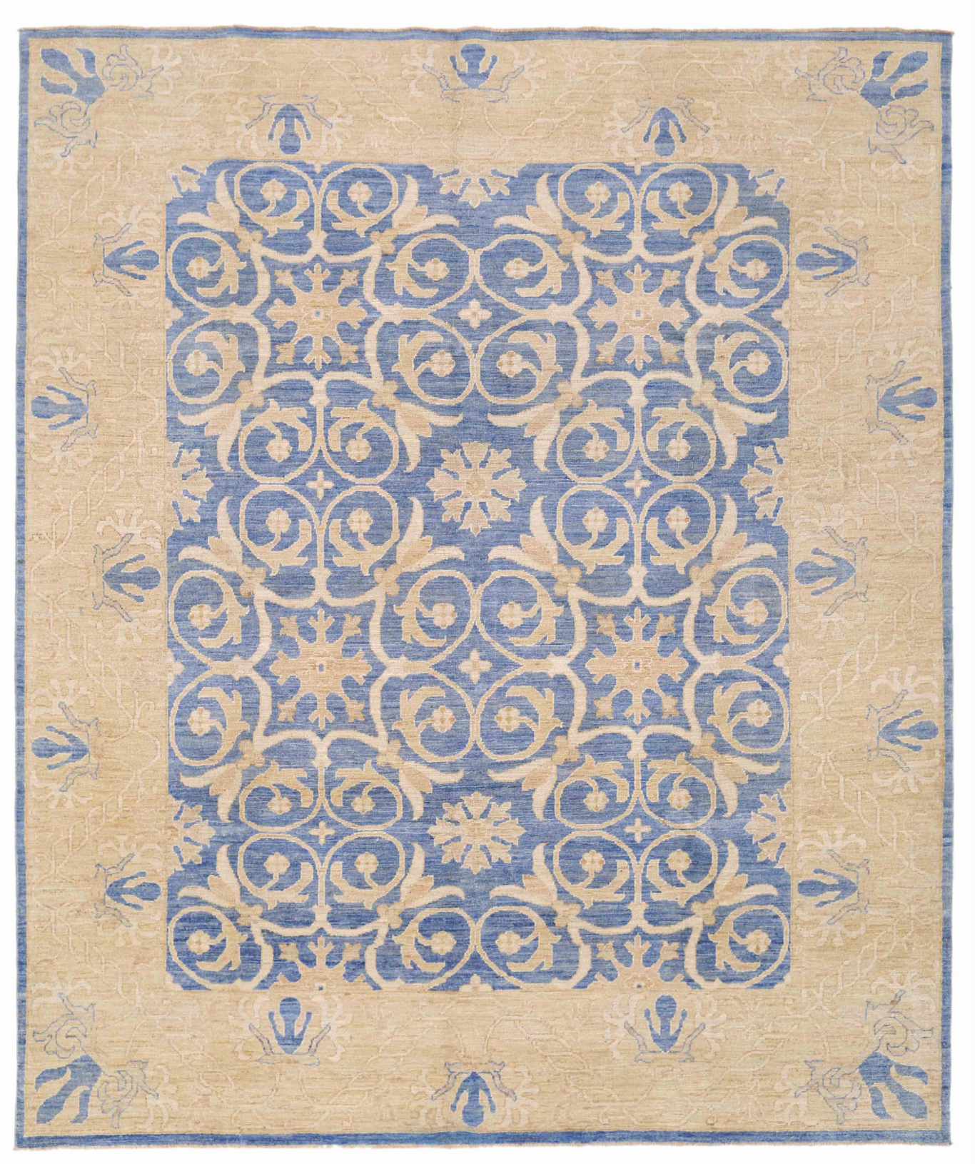 Khotan Hand Knotted Wool Rug 7' 9" x 9' 7" 7' 9" X 9' 7" (236 X 292) / Blue / Wool